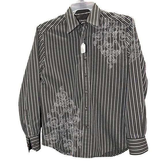 J. Campbell Los Angeles Men’s Long Sleeve Dress Shirt Size Large Embroidered - Picture 1 of 14